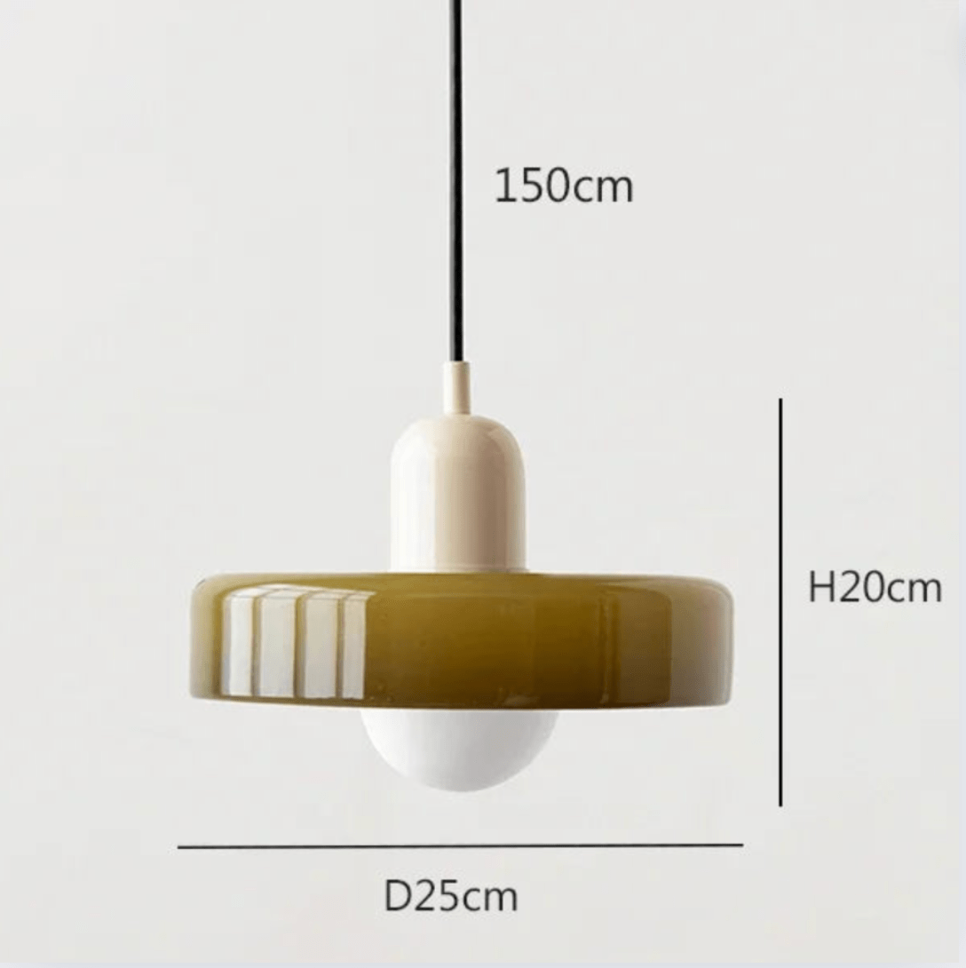 BEIGE ET VERT / LUMIÈRE FROIDE Suspension scandinave vintage