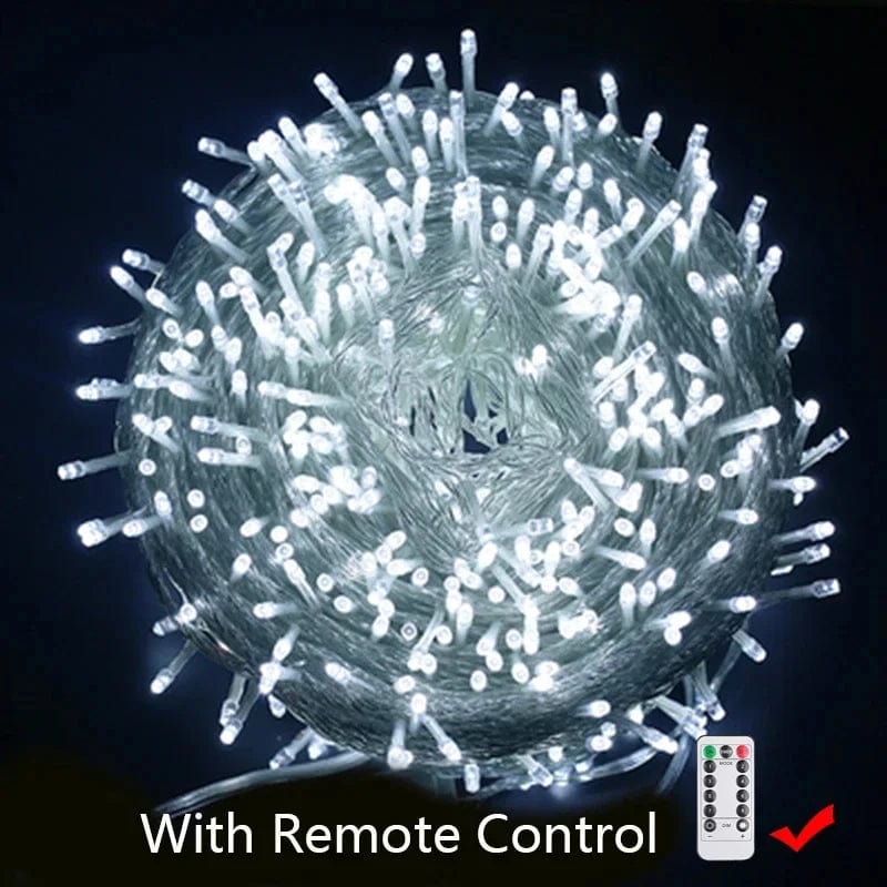 BLANC FROID AVEC TÉLÉCOMMANDE / 10M 80 LED 220V PRISE Guirlande d'extérieur