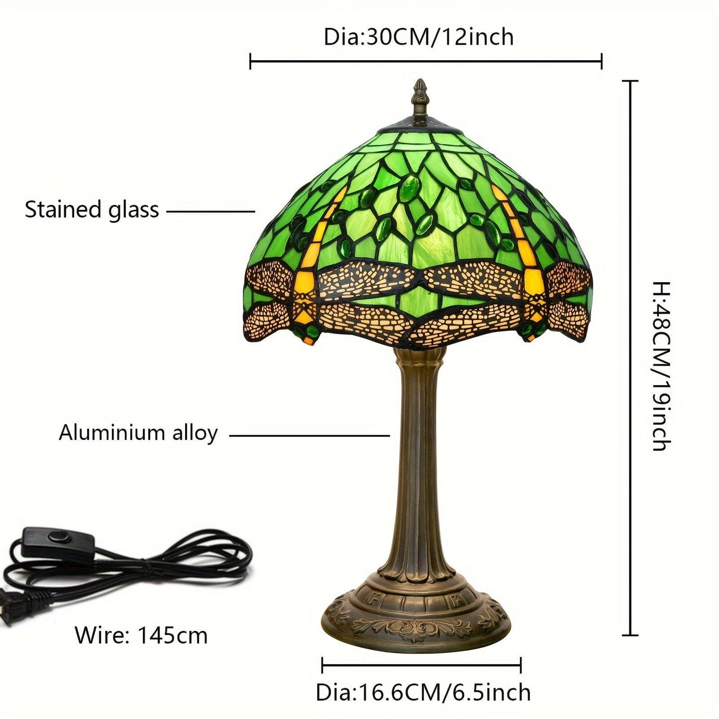 Morning glory table lamp lampe a poser style tiffany blanc