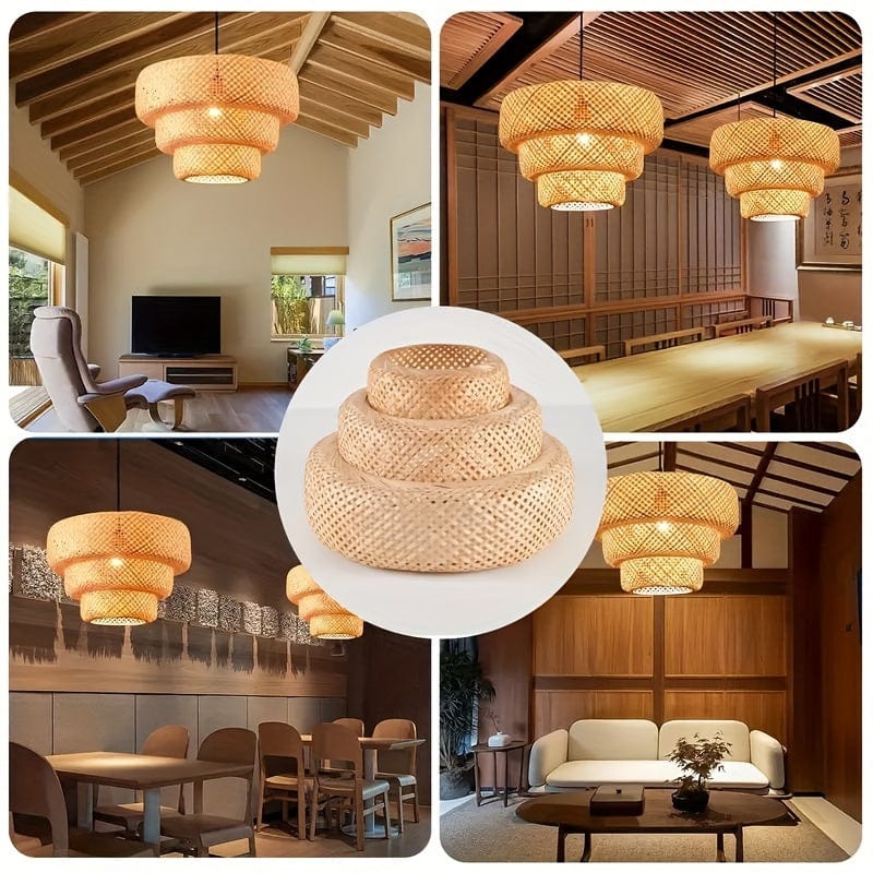 DIAMÈTRE 46 CM X HAUTEUR 12 CM Lampe rotin suspension