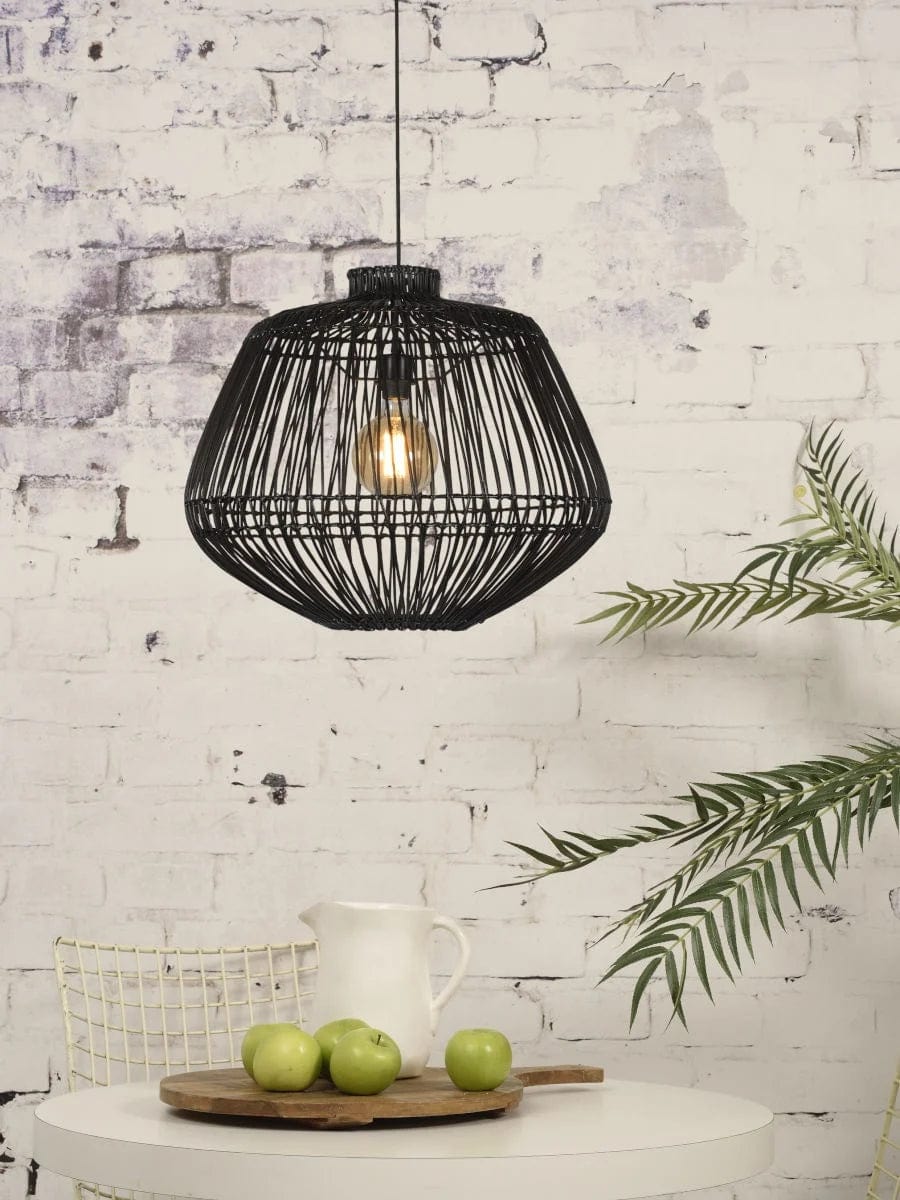 Lampe suspendue en rotin de Madagascar, noire