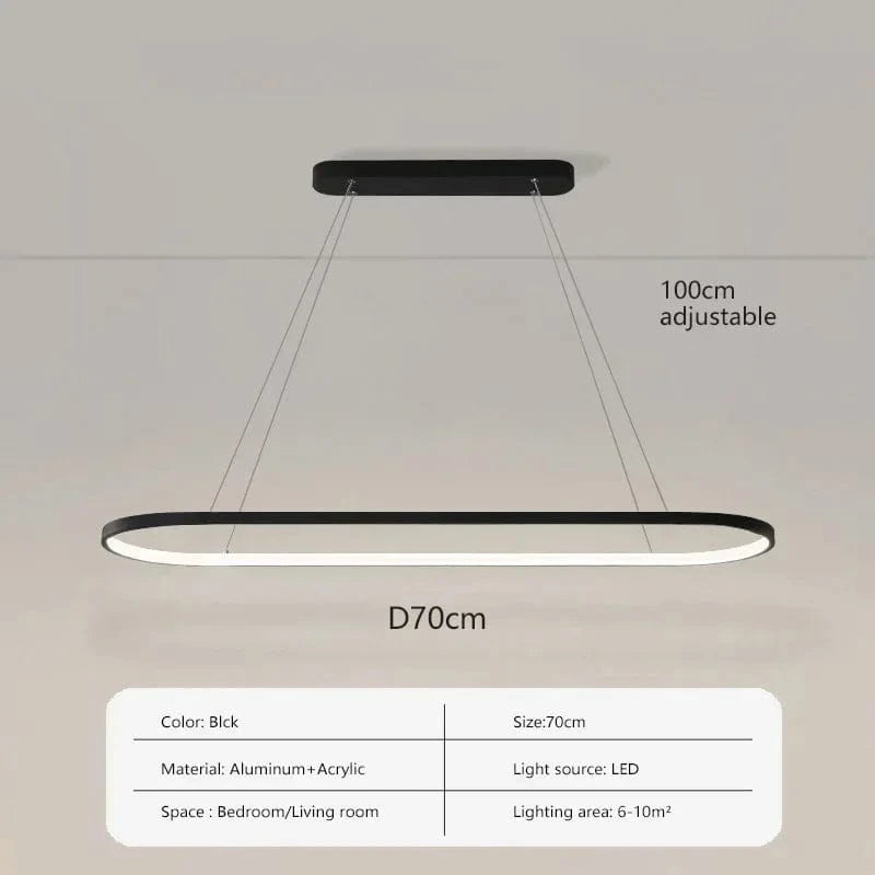 NOIR 70 CM / LUMIÈRE FROIDE Lampe suspension design led