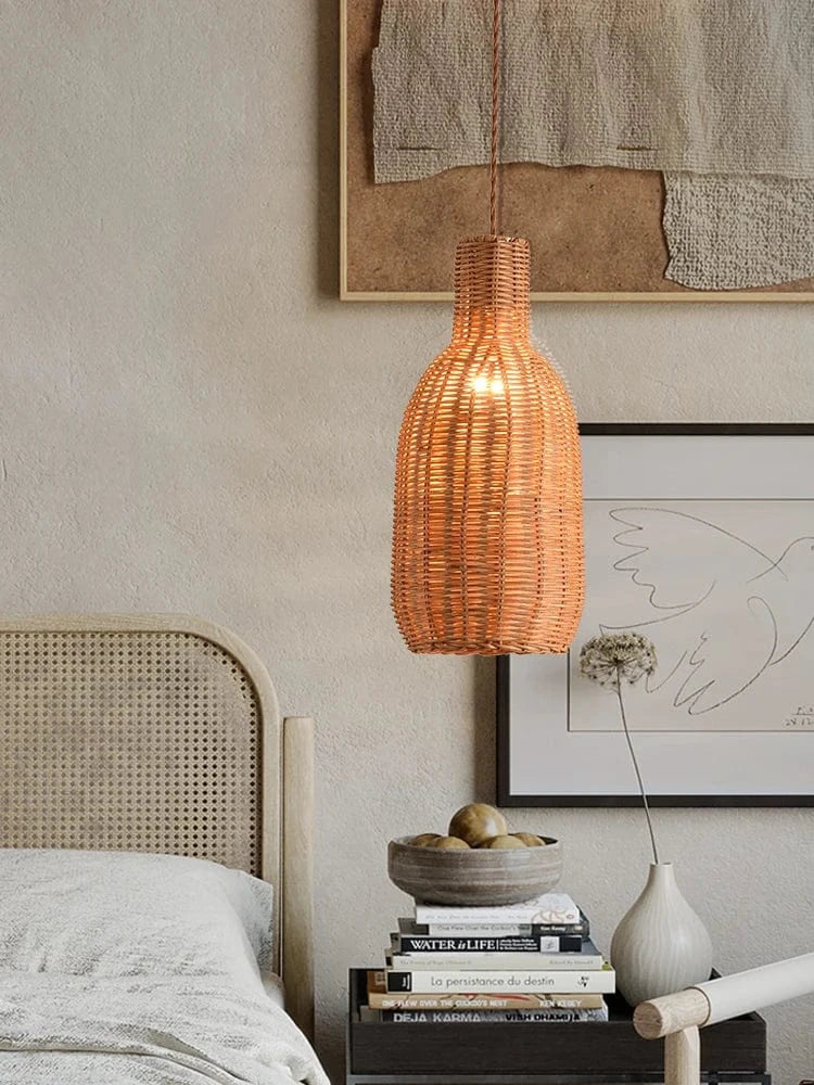 Lampe suspension rotin