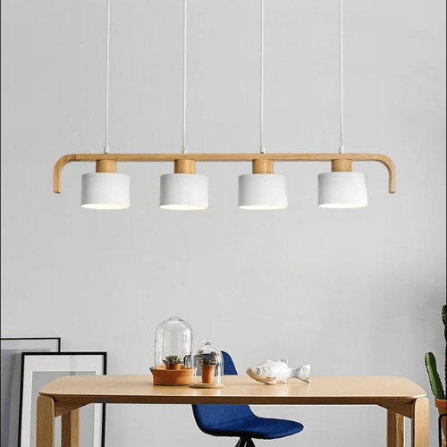 Lot de 2 Lustre Suspension Industriel Interieur, Lampe Plafond en Bois Métal E27 Rétro pour Salon, Chambre, Cuisine,Restaurant, E27, Blanc | Leroy Merlin