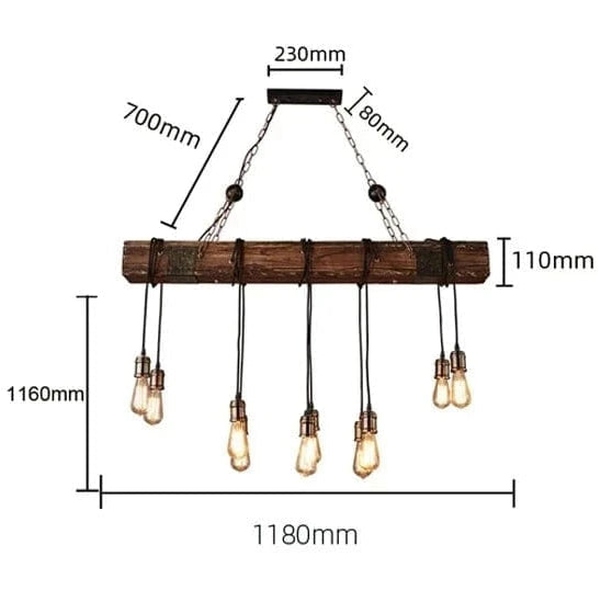 10 heads no bulbs / CHINA Luminaire suspension rustique poutre de bois