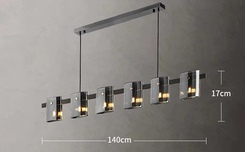 smoky gray 6 head / Cold White Lustre en verre designer nordique