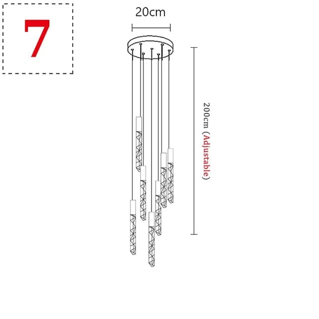 7 TÊTES / CHROME Lustre moderne pour plafond haut