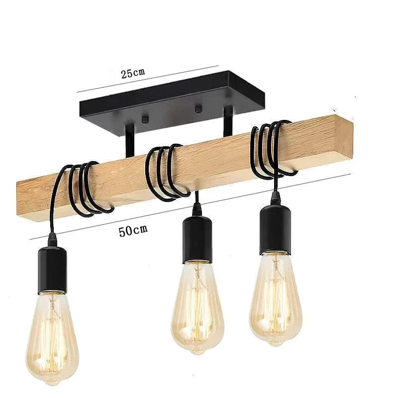 Plafonnier 3 lampes bois