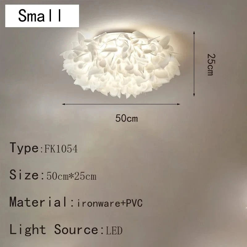 A-Diamètre53cm / TÉLÉCOMMANDE + LUMIÈRE CHAUDE FROIDE ET NEUTRE Plafonnier en plume