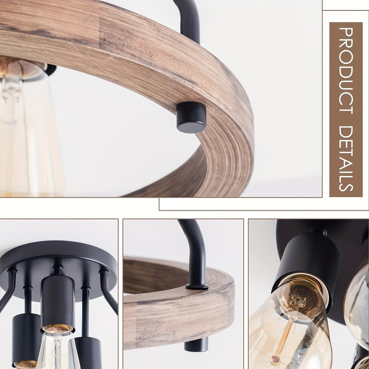 Plafonnier industriel bois et métal