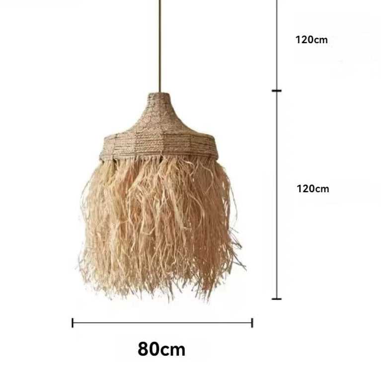 D80cm / warm light 3000K Suspension bohème en paille tressée
