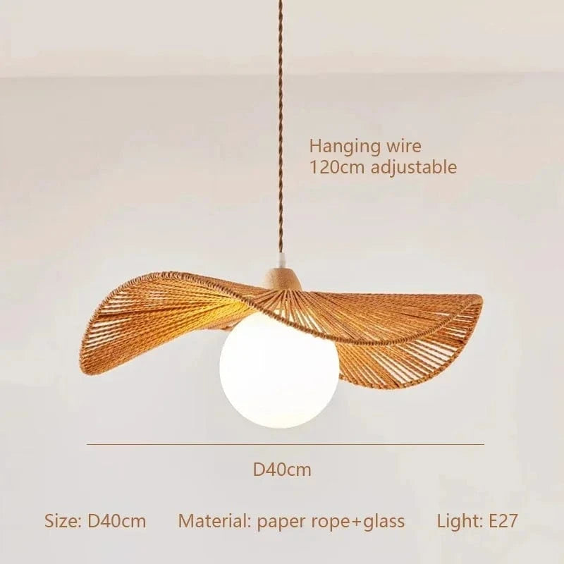 D40cm / 3 color changeable Suspension boule abat-jour chanvre