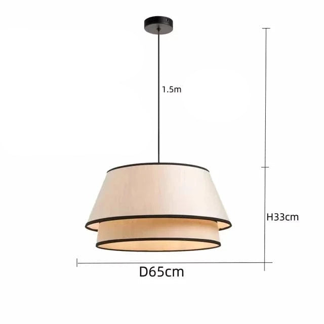 D 65cm / Warm light(3000K) Suspension en tissu noir et blanche