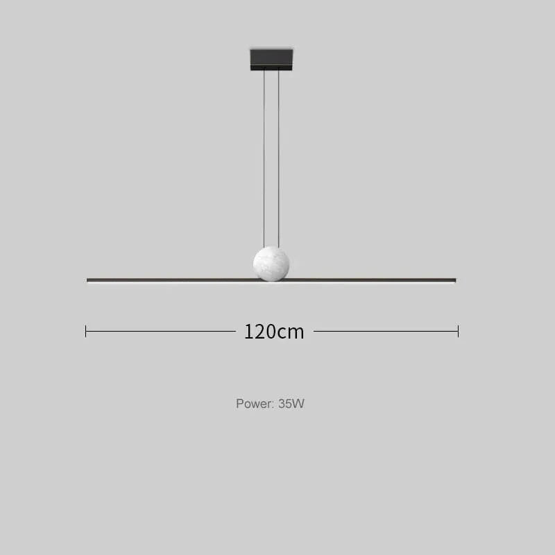 black 120cm / Warm light Suspension luminaire boule barre led dorée