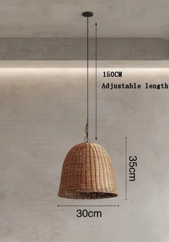 A-D30CM / LUMIÈRE NEUTRE 4000k Suspension luminaire corde panier tressé