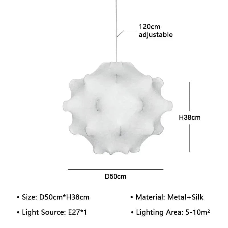 D-50cm / White light Suspension originale en tissu Wabi-sabi
