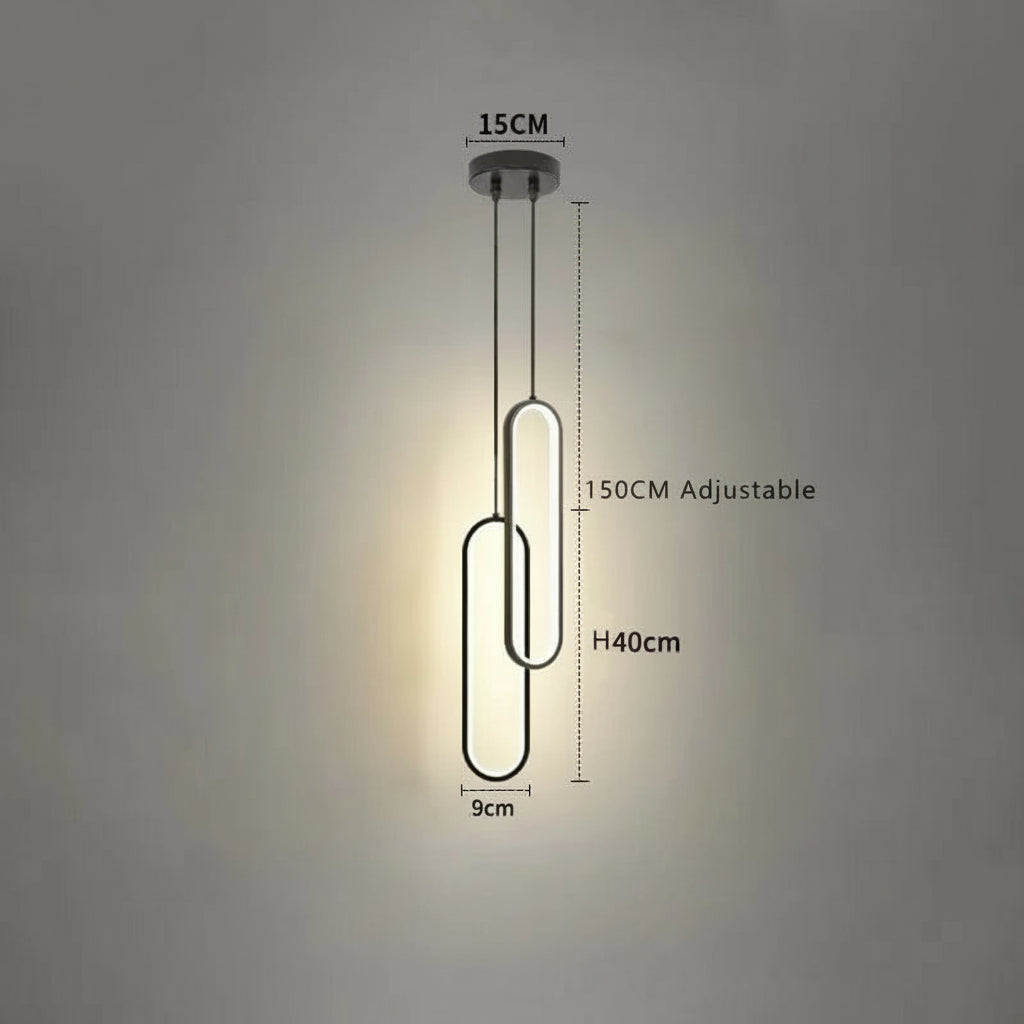 NOIR - 2 TÊTES / LUMIÈRE CHAUDE Suspension ovale