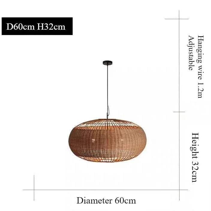 DIAMÈTRE 60cm HAUTEUR 32cm / LUMIÈRE CHAUDE Suspension style bali