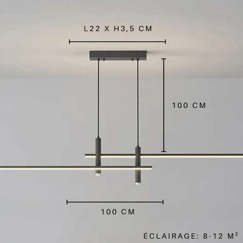 100cm-Noir Luminaire suspension led