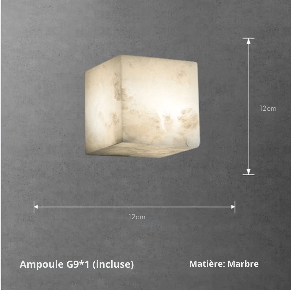 12x12x12 CM / LUMIÈRE FROIDE (5500-7000K) Applique murale cube en marbre veiné