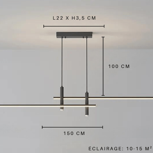 150cm-Noir Luminaire suspension led