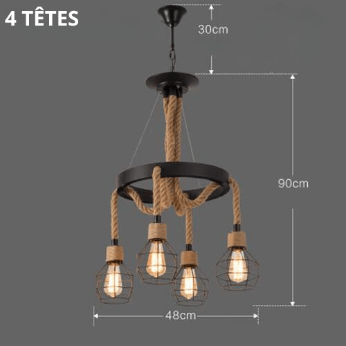 4 TÊTES Suspension en corde