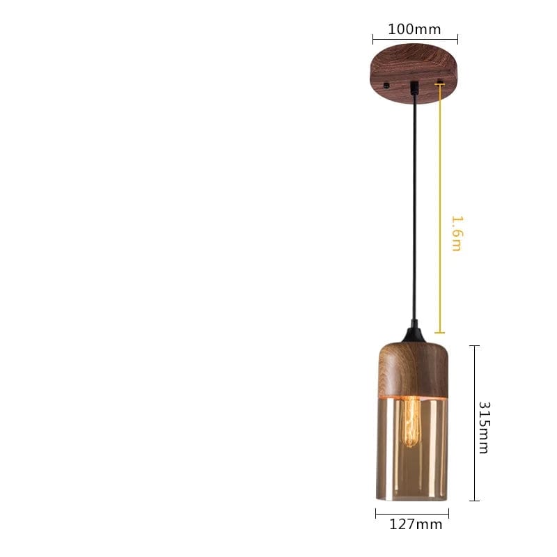 4W(max100w) Lustre  Bois Verre