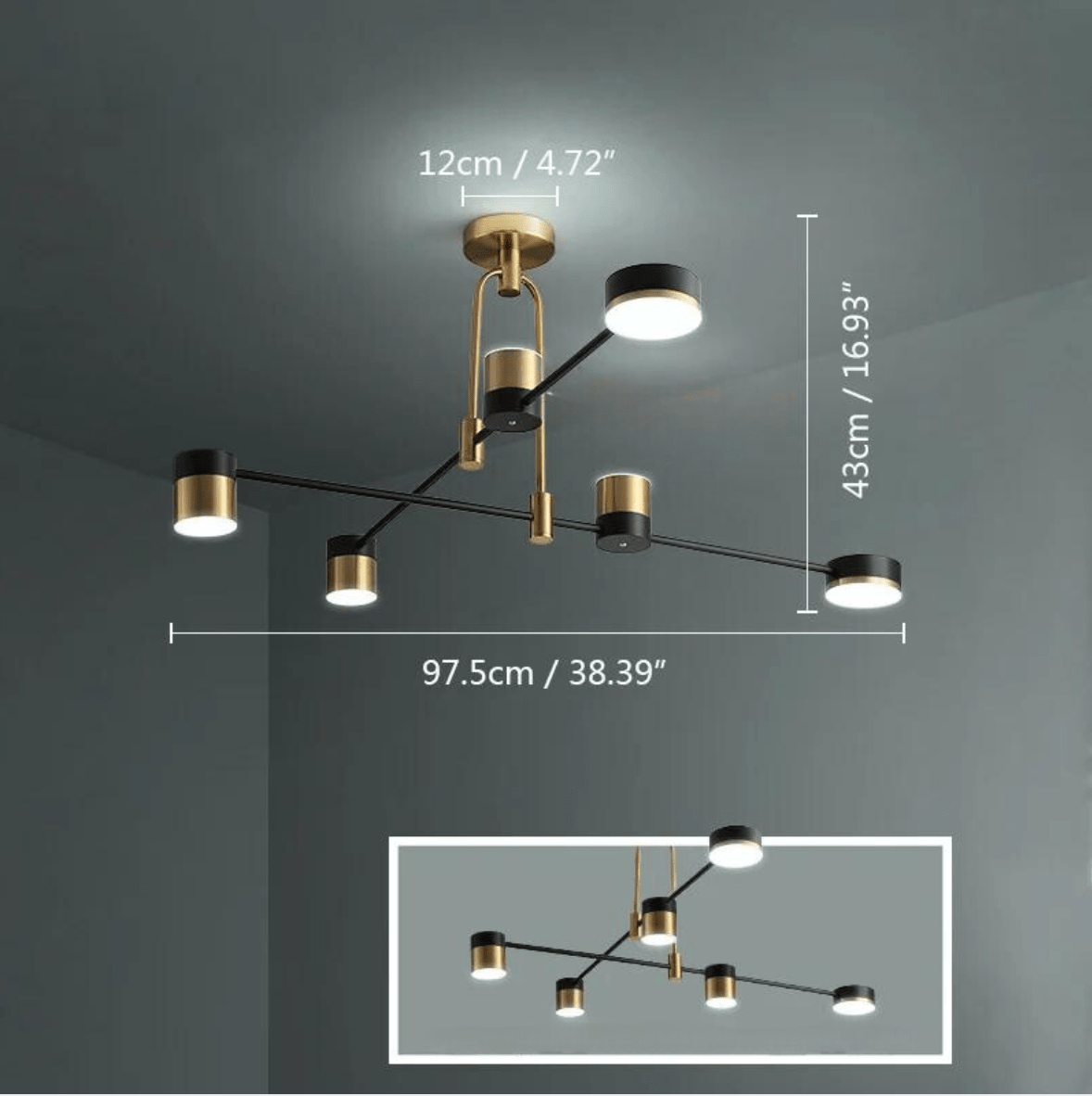 6 TÊTES - B / 110V / TRICOLORE DIMMABLE Lustre led moderne