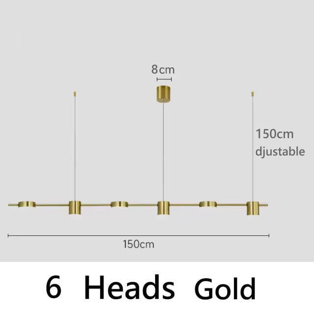 6 TÊTES OR / TRICOLORE ( INTERRUPTEUR ) Suspension led moderne
