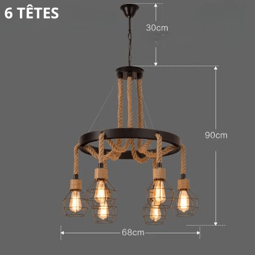 6 TÊTES Suspension en corde