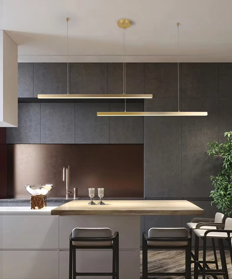 Lustre barre led doré