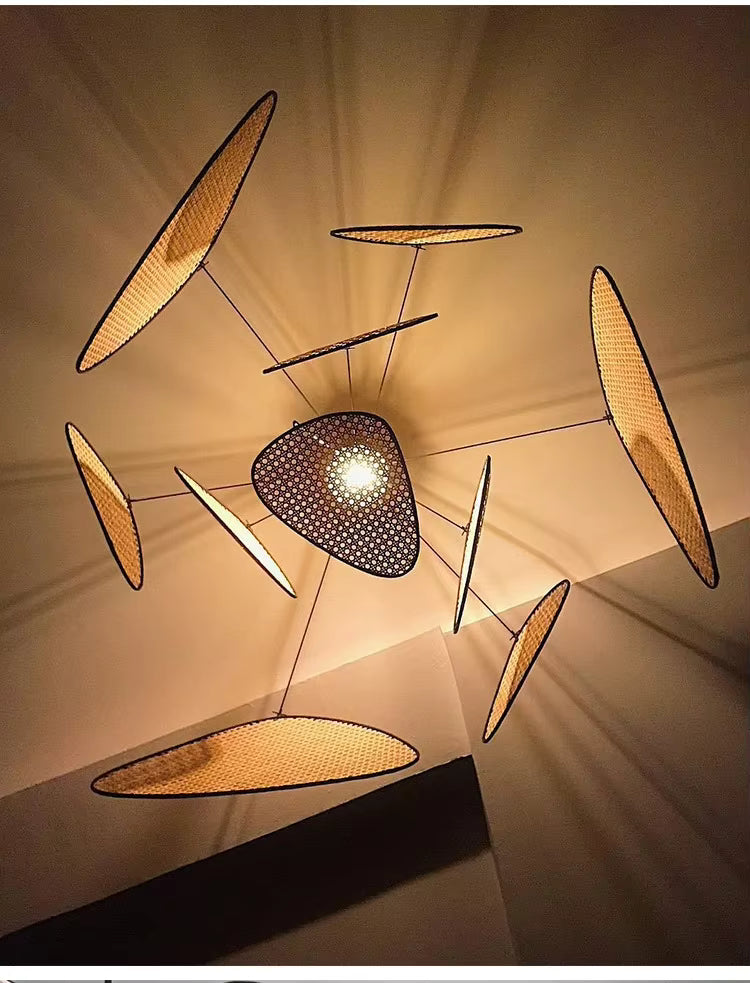 Lustre cannage en rotin