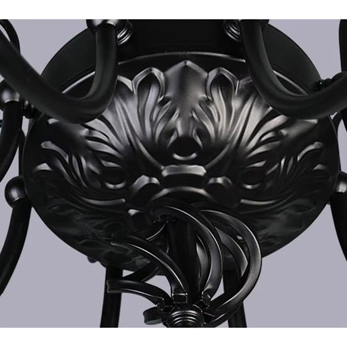 Lustre chandelier style ancien fer forgé noir