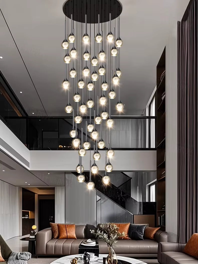 Lustre plafond haut | Goutte d'eau en cascade