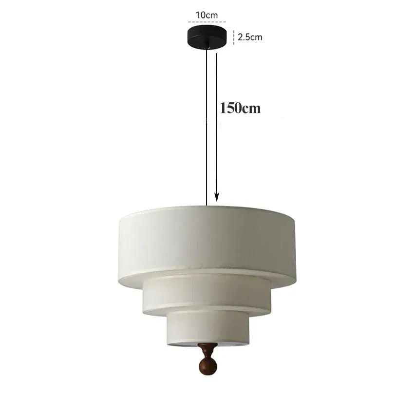 White / Dia 55cm / Neutral Light Lustre bois et tissu design japandi