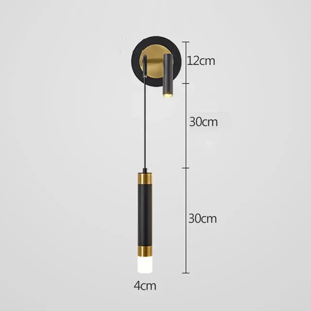 WD256-BlackGold / Cool White(5500-7000K) Applique murale liseuse avec pendant