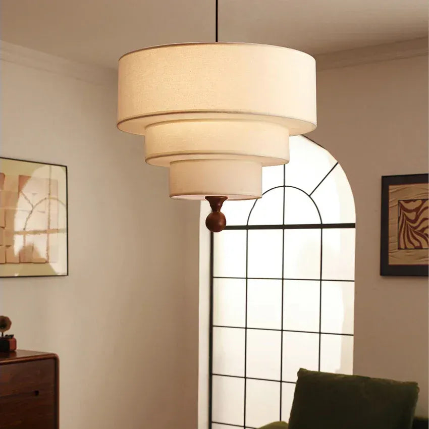 Lustre bois et tissu design japandi