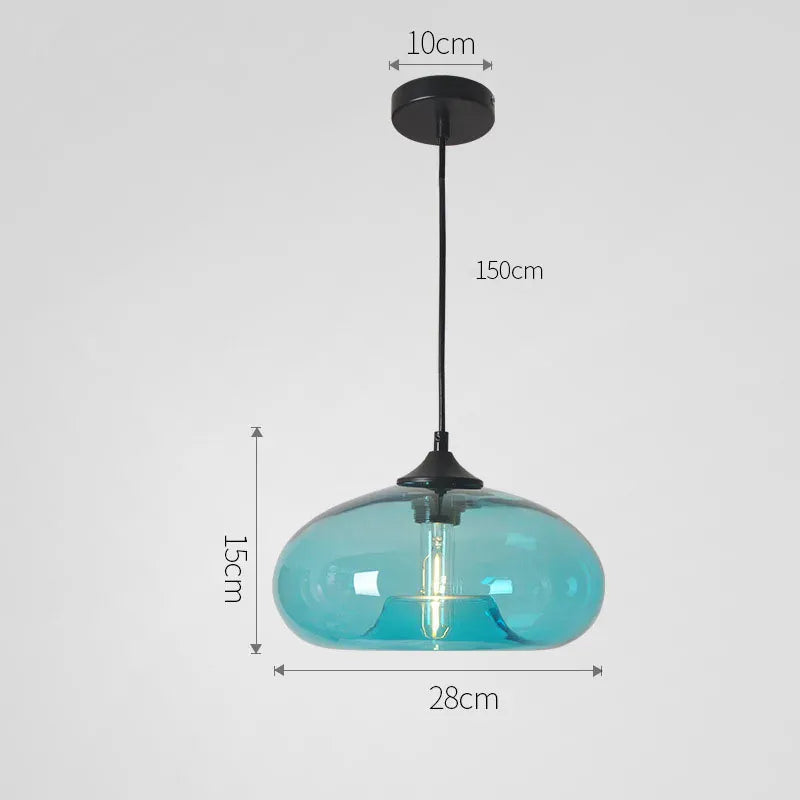 Light Blue glass Suspension en verre soufflé
