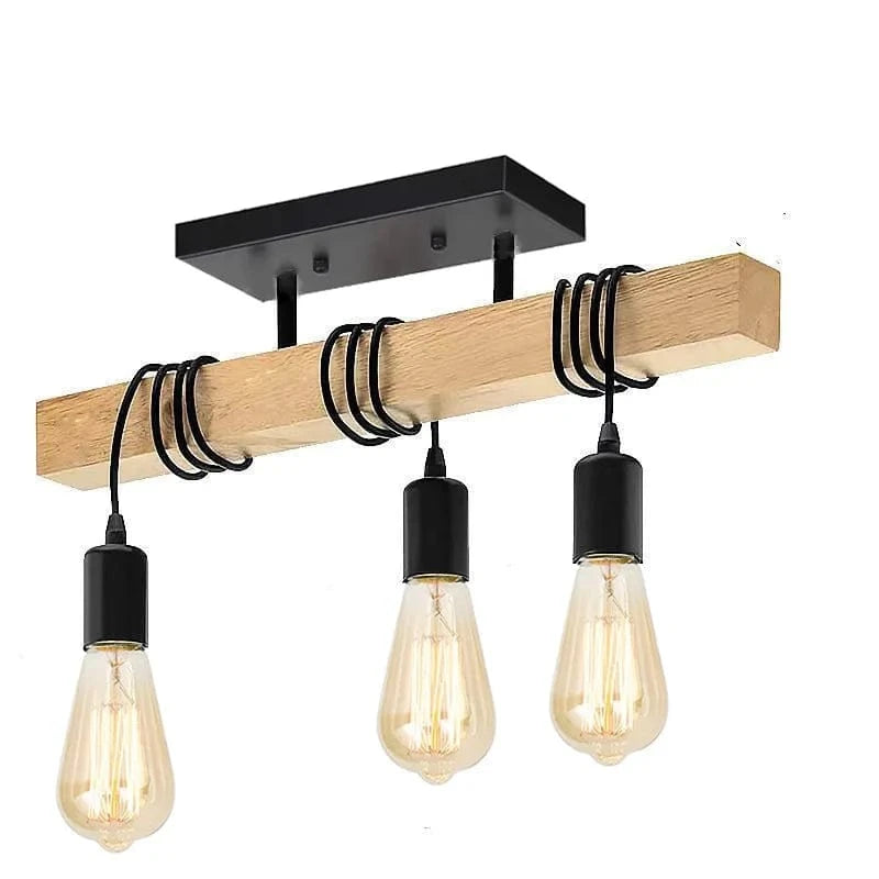 Plafonnier 3 lampes bois