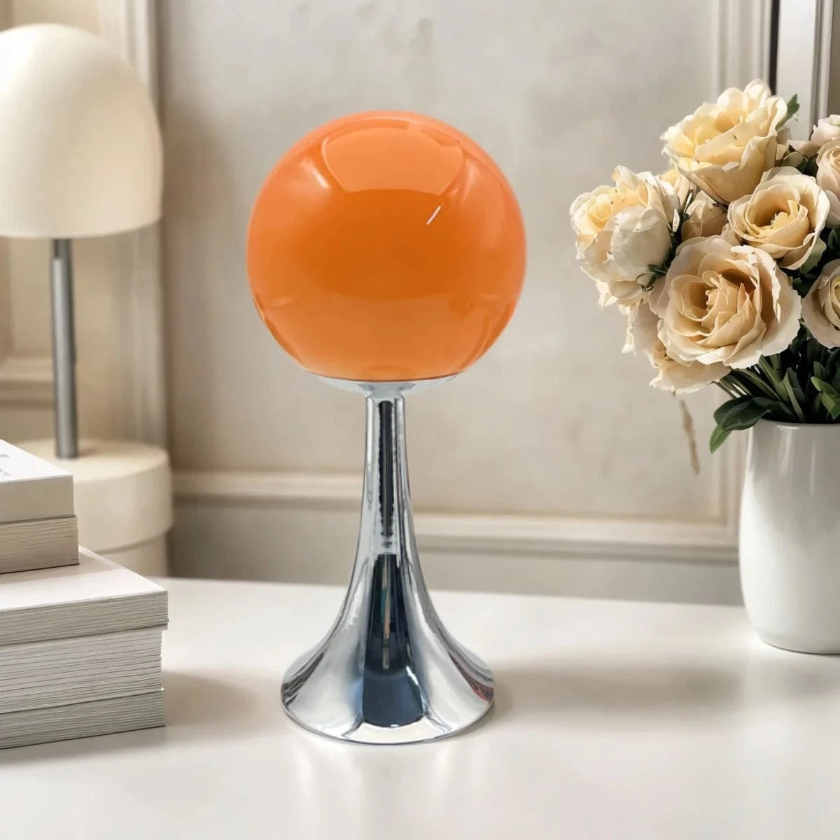 Lampe de chevet boule en verre