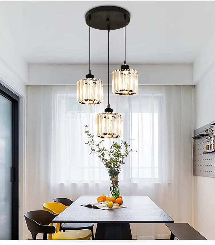 Suspension Triple en verre côtelé