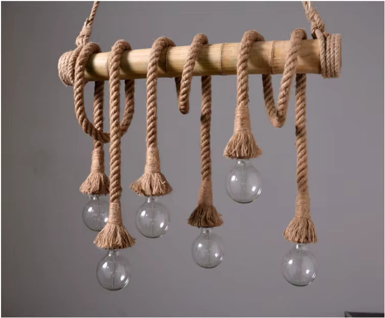 Suspension en corde et bambou