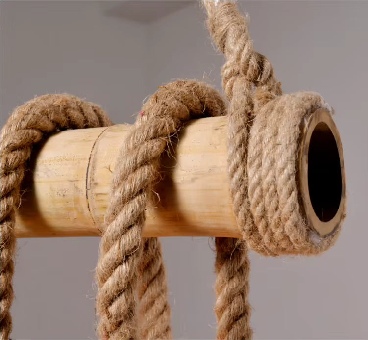 Suspension en corde et bambou
