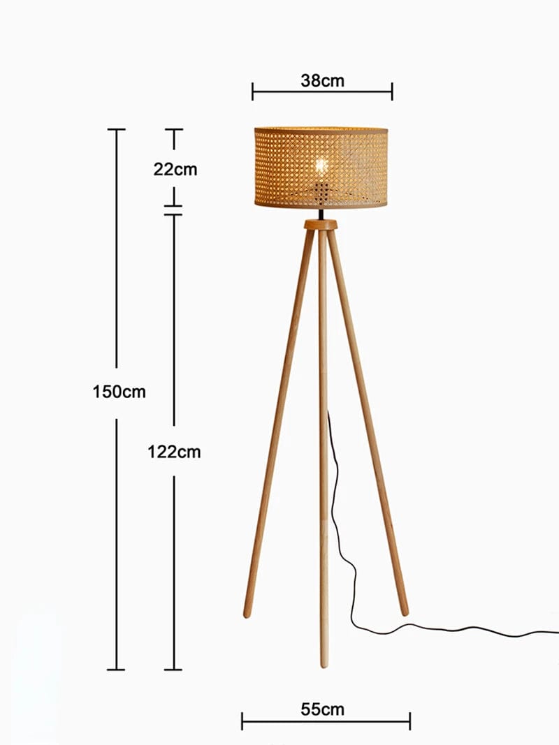 Abat-jour rotin lampe sur pied