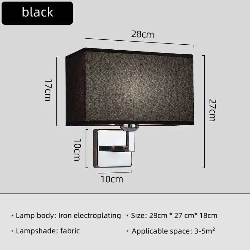 MODÈLE A - NOIR Applique murale abat-jour tissus