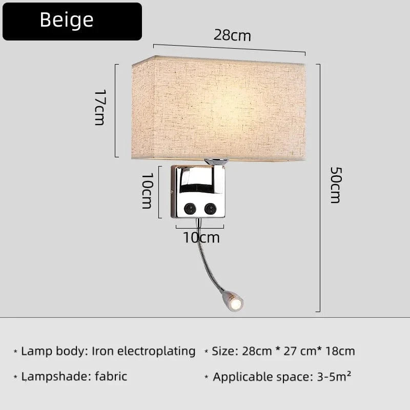 MODÈLE B - BEIGE Applique murale abat-jour tissus