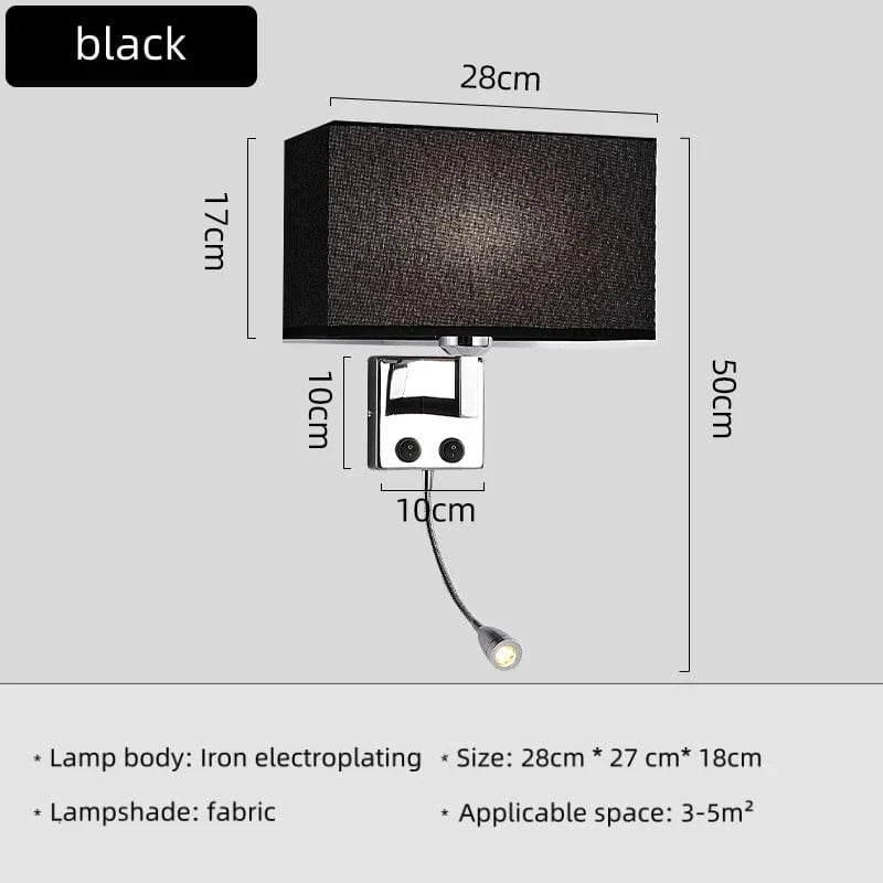 MODÈLE B - NOIR Applique murale abat-jour tissus