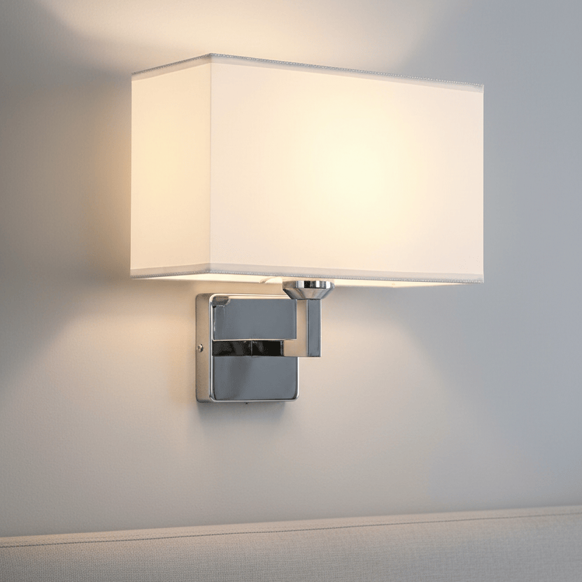 MODÈLE SIMPLE - BLANC, Largeur 28 CM, Hauteur 27 CM, Profondeur 18 CM Applique murale abat-jour tissus