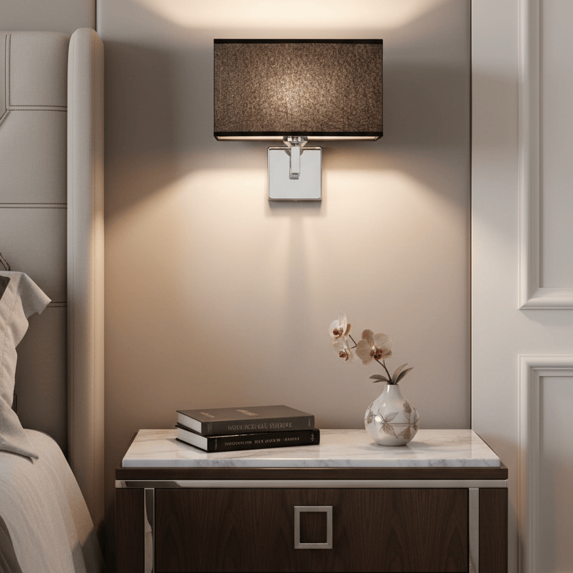 MODÈLE SIMPLE - NOIR, Largeur 28 CM, Hauteur 27 CM, Profondeur 18 CM Applique murale abat-jour tissus
