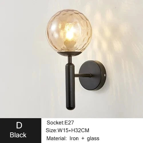 NOIR / AMBRÉ / VERRE TEXTURÉ Applique murale Boule ｜Glass ball